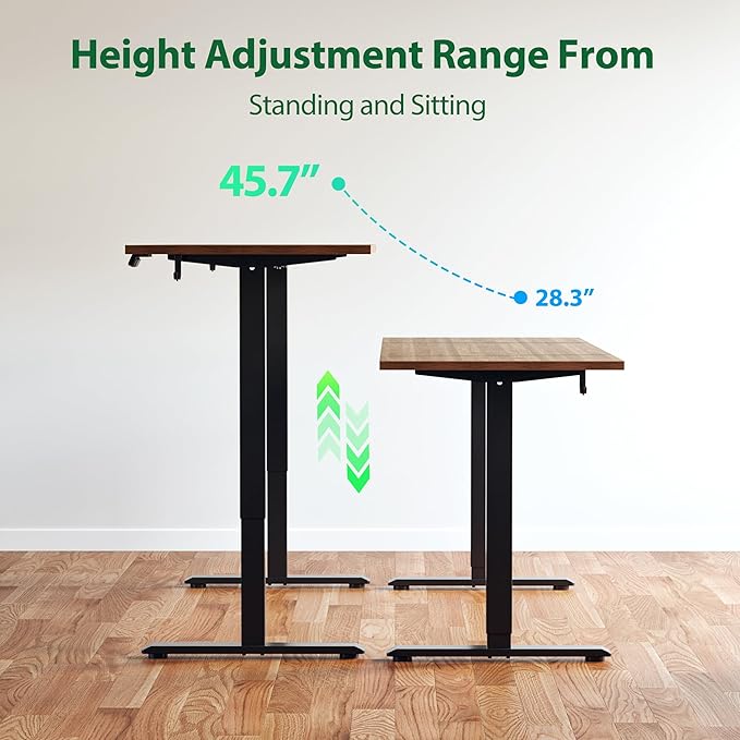 Agilestic Electric Standing Desk - Large 63 x 24 Inches, Height Adjustable Sit Stand Desk for Work & Home, Dark Walnut