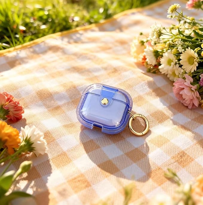 for AirPods Pro 3 Case 2025 with Lock Clear Cases,Soft TPU Cover for Airpods Pro 3rd Case for Air pod Pro 3 Cover with Keychain for Airpods Pro 3 Gen for Women Girls (Blue)