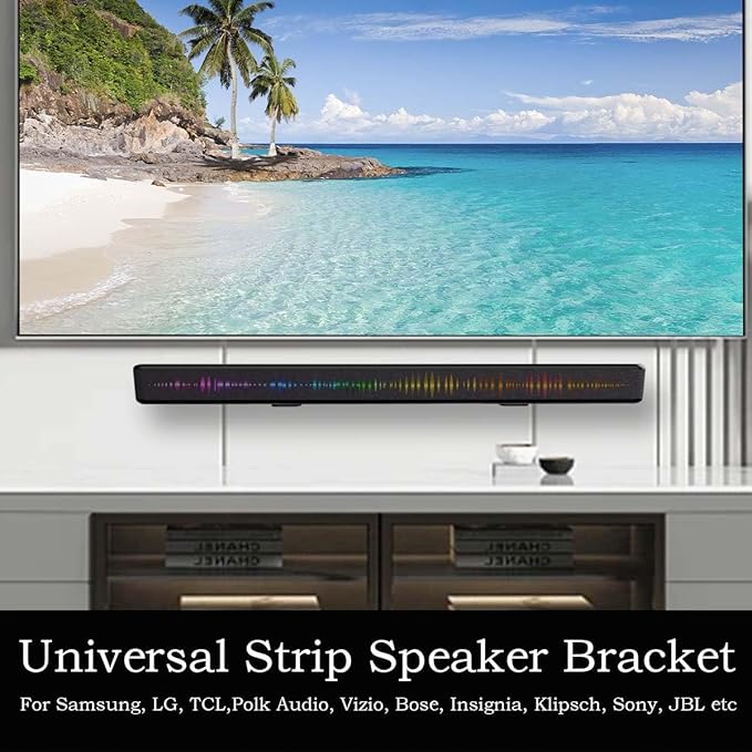 Soundbar Wall Mount Bracket Universal Soundbar Mount Shelf Depth Adjustable for Bose, Samsung, Vizio, LG, Dolby Atmos Soundbars (Black: V01)