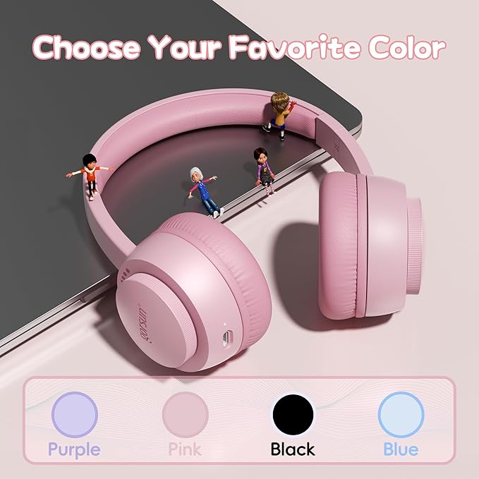 gorsun Kids Bluetooth Headphones, Toddler Headphones 85 dBA Safe Volume, 45 Hours Playtime, with Mic, Bluetooth 5.3, Kids Wireless Headset for iPad/Tablet/Travel/School, ldeal Gift (Pink)