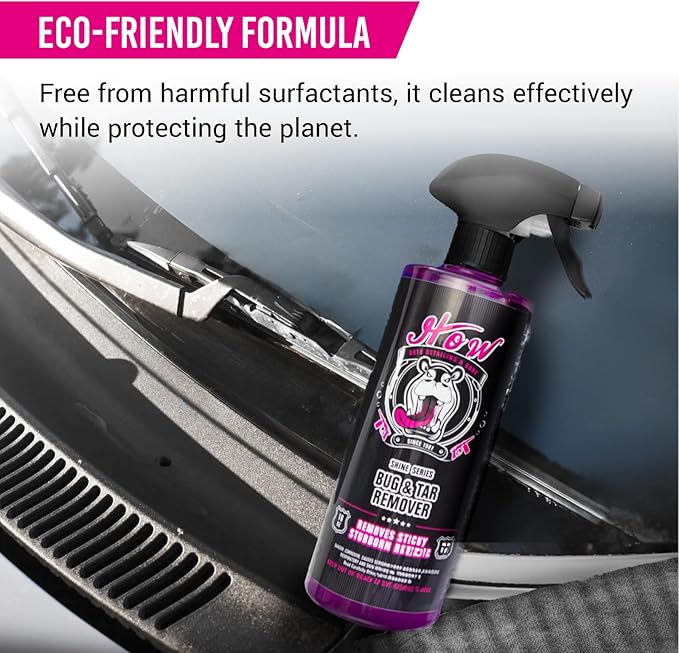 H.O.W SHINE SERIES Bug & Tar Remover|Powerful Exterior Cleaner Spray|Safe on Paint|Car Wash Soap for Grime, Tree Sap, Adhesive Stains, Stickers, and More (16 oz)