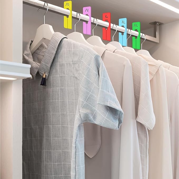 30 Pcs Dividers for Hanging Clothes, Clothing Plastic Rack Size Dividers Rectangular Reusable Closet Separators Closet Labels dividers Closet Clothes Dividers(Colorful)
