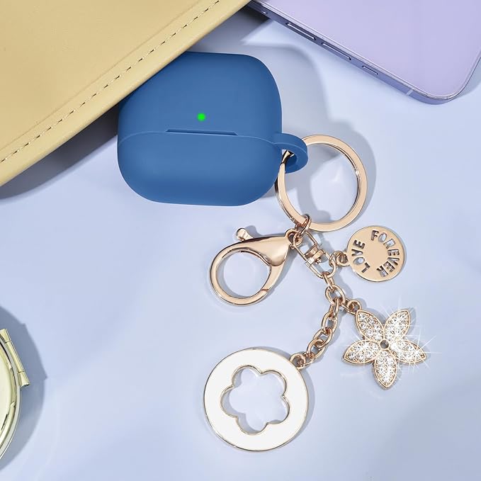 Case Compatible for Apple Airpods 4 - VISOOM Airpods 4 Cases 2024 Cover Women Cute Silicone iPods 4 Earbuds Wireless Accessories Charging Cases Girl Bling Keychain for Airpod iPods 4th Generation