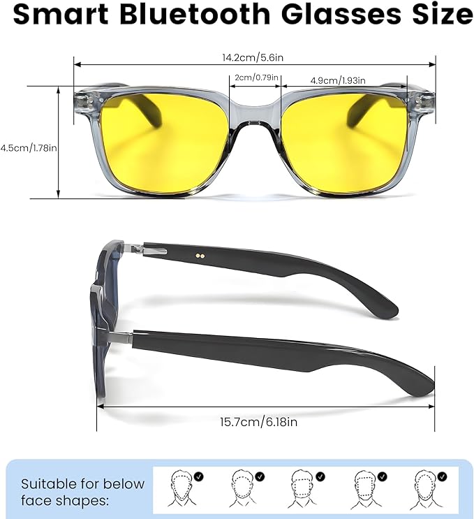 AI Translation Smart Glasses with Chat GPT&Night Vision Enhancement,Bluetooth 5.4 Glasses with 100 Languages ,Blue Light Blocking,Multifunctional for Women & Men,Travel, Business & Night Driving