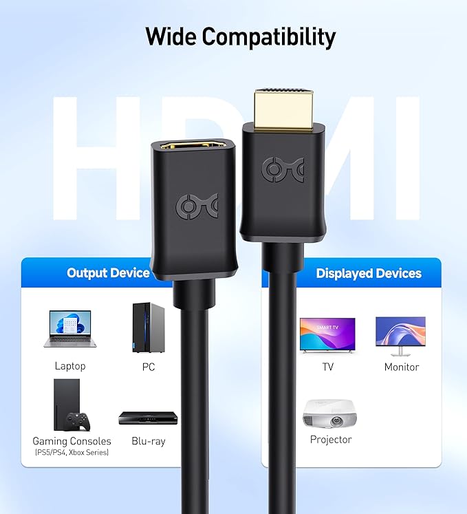 Cable Matters 2-Pack High Speed HDMI Extension Cable 10 ft (Male to Female HDMI Extender Cable) with Ethernet - 3D and 4K Resolution Ready
