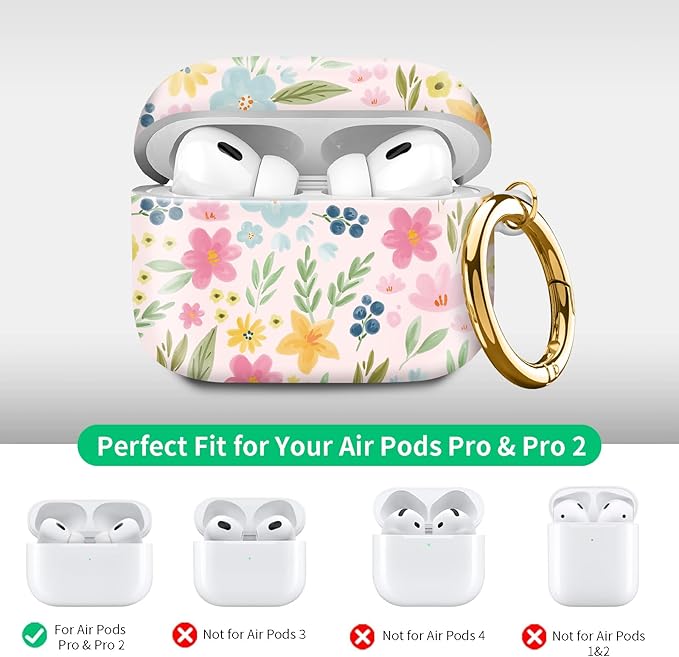 Compatible with Airpod pro 2nd/1st Generation Case Cover with Gold Round Keychain Cute Pattern Hard & Anti Slip Cover for Men Women & Girls(Beautiful Scenery)