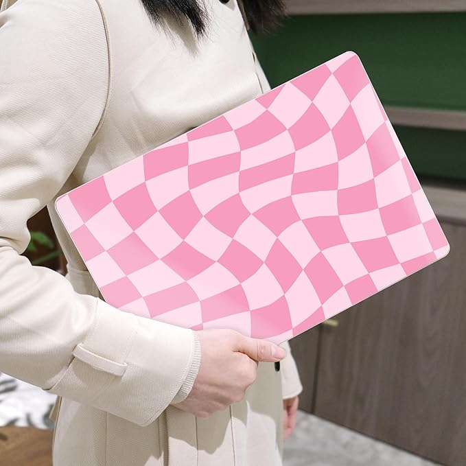 MEEgoodo for MacBook Air 13.3 inch Case 2021 2020 2019 2018 A2337 M1 A2179 A1932, Laptop Shell for MacBook Air M1 with Keyboard Webcam Cover & Trackpad Film & Type C Adapter,Romantic Pink Square