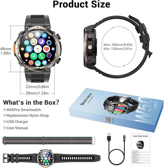 Military Smart Watch for Men(Answer/Make Calls),Outdoor Smartwatch with 100 Days Battery/Flashlight/Compass/Heart Rate/SpO2/Sleep Monitor/2 Straps, Rugged Fitness Watch for iPhone/Android Phones