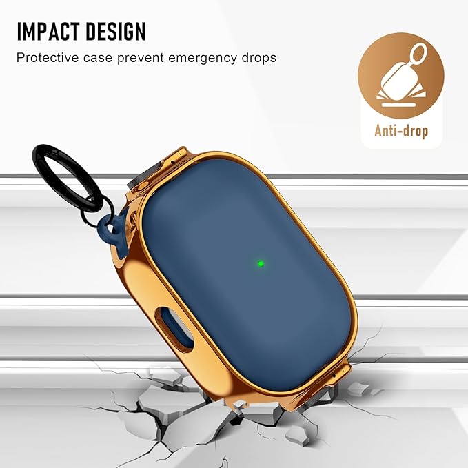 Maxjoy for Cute Airpods Pro 2 case with Safety Lock,Compatible Airpods Pro Case 2nd/1st Gen,Compatible Plating Solid Color AirPods Case Cover for Men Women Girly with Keychain-Blue