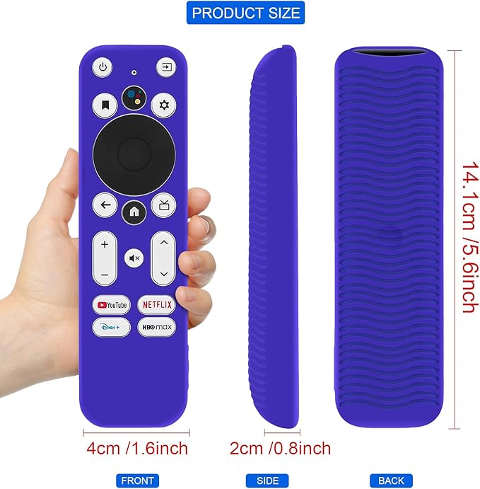 Blue Silicone Protective Case with Strap for Onn Android TV 4K UHD Stick TV Box 100024646 100026240 Remote, Shockproof Anti-Dirty Cover for Onn Remote