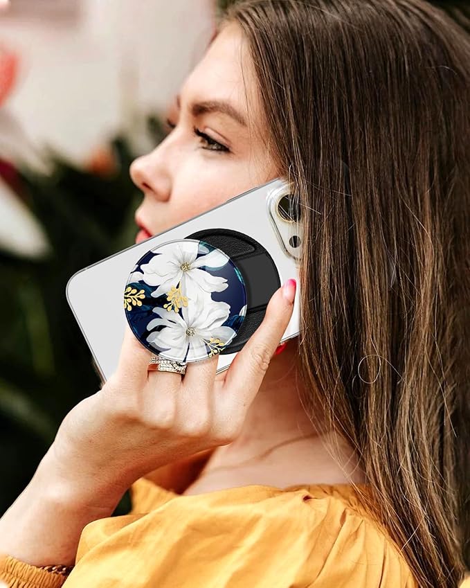 Kidcube Phone Grip Compatible with Magsafe - Magnetic Phone Grip Stand Cute Flowers Finger Grip Kickstand Ring Holder Women Girls Compatible with Magsafe Accessories for iPhone 16/15/14/13/12 Series
