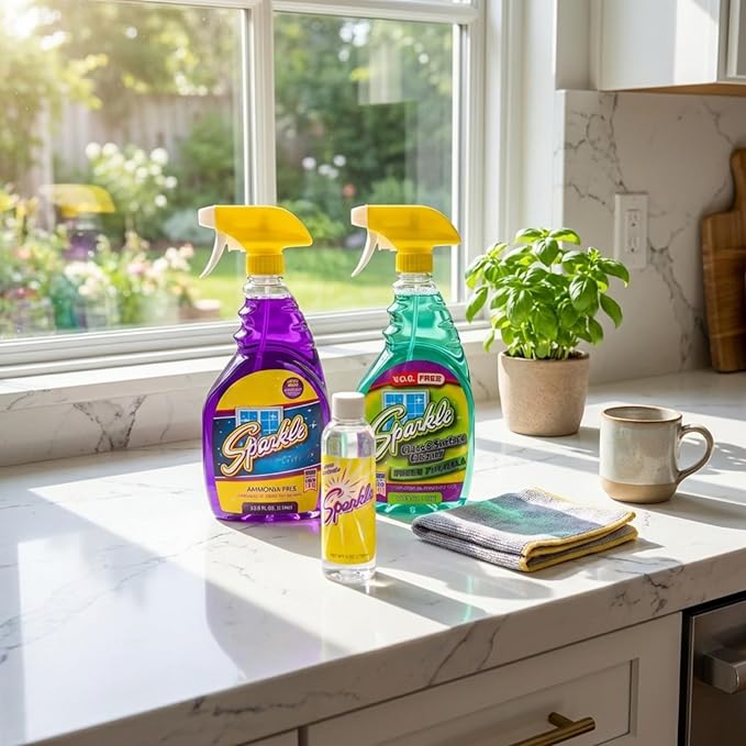 Sparkle Glass & Window Cleaner Spray, VOC-Free Eco Formula, Streak-Free Finish for Windows & Mirrors, 33.8 fl oz (Pack of 2)