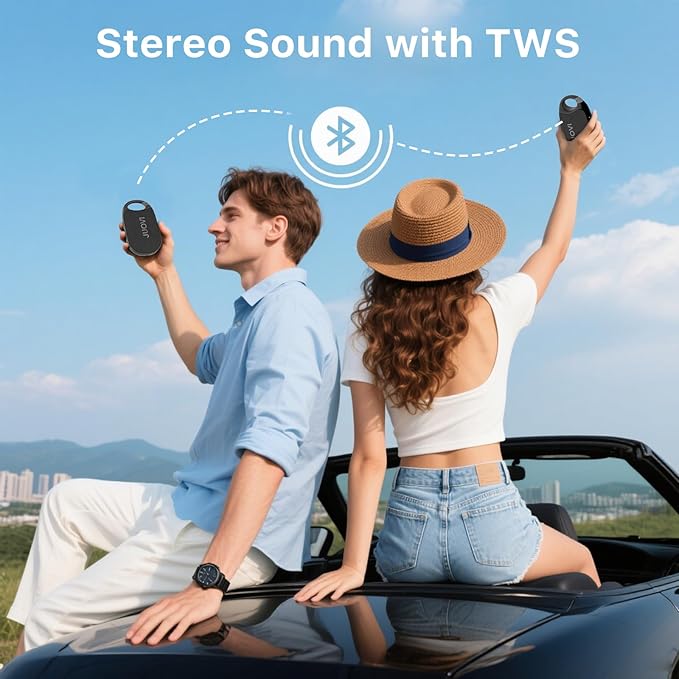 Clip Portable Bluetooth Speaker Wireless,Stereo Sound,24H Playtime,Loud Volume,Bluetooth 5.3 Connectivity,IP68 Waterproof,Built-in Carabiner,Speaker for Beach,Room,and Outdoor Travel (Blue)