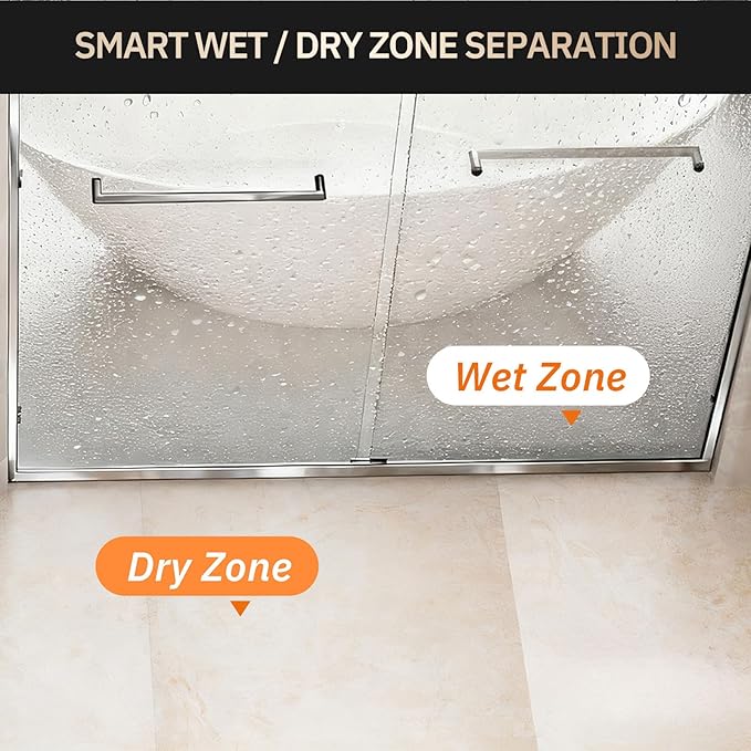 Glass Shower Door 50-54" W x 72" H Semi-Frameless Double Sliding Bathroom Shower Doors with 1/4 inch Clear Tempered Glass for Walk-in Shower, Chrome