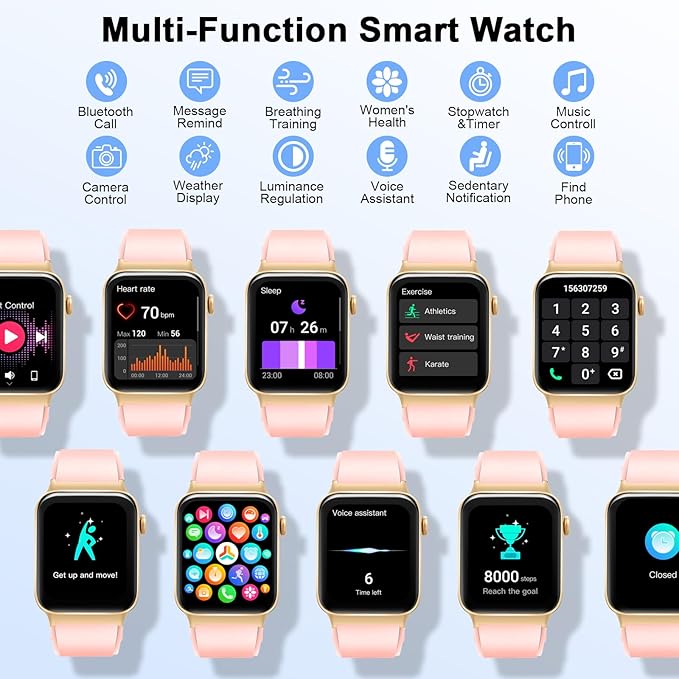 Smart Watch for Women Men(Answer/Make Call), Smartwatch Sports Fitness Tracker with Heart Rate Sleep Monitor Pedometer, IP68 Waterproof Fitness Watch for Android iOS