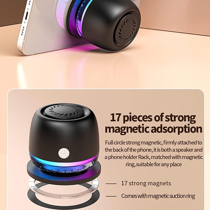 IPX67 Waterproof Shower Bluetooth Speaker,Magnetic Speakers,Wireless Induction Bluetooth Speaker with 6 RGB Light,Ideal Gift for Men,Women,Outdoor,Camping,Party,Room,Car,Home (Blue)