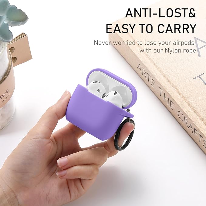 Maxjoy for Apple Airpods 4th Generation Case Cover(2024), Silicone Case with Cleaner Kit & Keychain Compatible Compatible with Airpods 4 case for Women,Men(Violet)