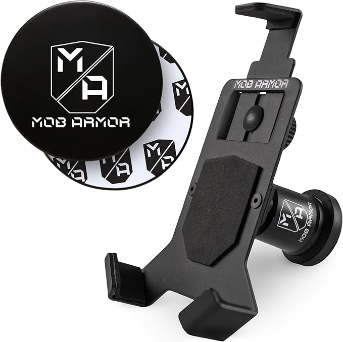 Mob Armor Heavy Duty Car Phone Mount with Dual Magnetic Plates ??90lb Pull Strength, 90° Tilt, 360° Rotation, Adhesive Steel Discs, Universal for iPhone & Android
