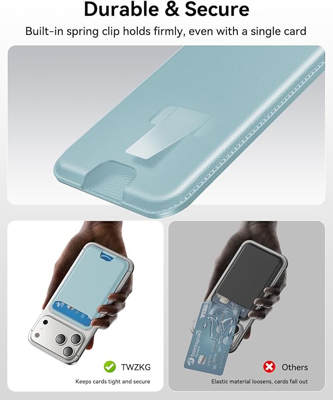 for MagSafe Wallet, 3 Cards Holder, Slim Magnetic Phone Wallet for iPhone 17/16/15/14/13/12 Pro Max Plus Air Series,RFID Blocking Vegan Leather,SkyBlue