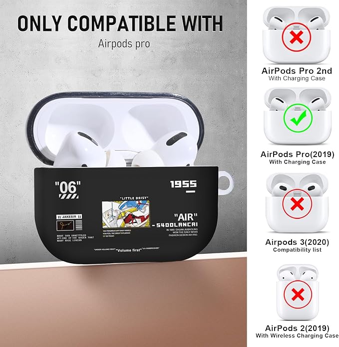 for Airpods Pro Case, Cute Cool Shoes Pattern TPU Soft Cases for Airpods Pro Case 1st Gen, Shockproof for Airpods Pro 2019 Case Men Women with Cleaner Kit & Keychain