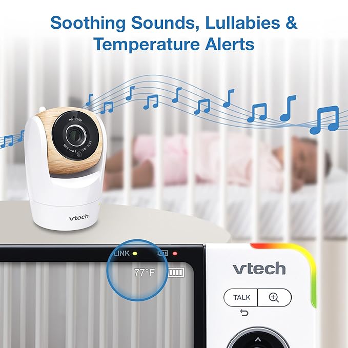 VTech VM928-2HD 5” 720p HD Display 2 Cameras Baby Monitor,110 Wide Angle View,Remote Pan-Tilt-Zoom,Night Vision,Up to 1000ft Range,Temperature Sensor,9 Soothing Sounds & Lullabies,2-Way Talk,No WiFi