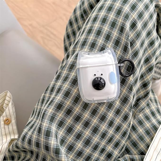 Transparent Clear Earphone Case for AirPods 4, Cute Lovely Cat Face Soft TPU Silicone Case, Kitty Ear AirPods 4 Cover Protective Skin Shockproof Protector for iPod Earbuds -Sweating Dog