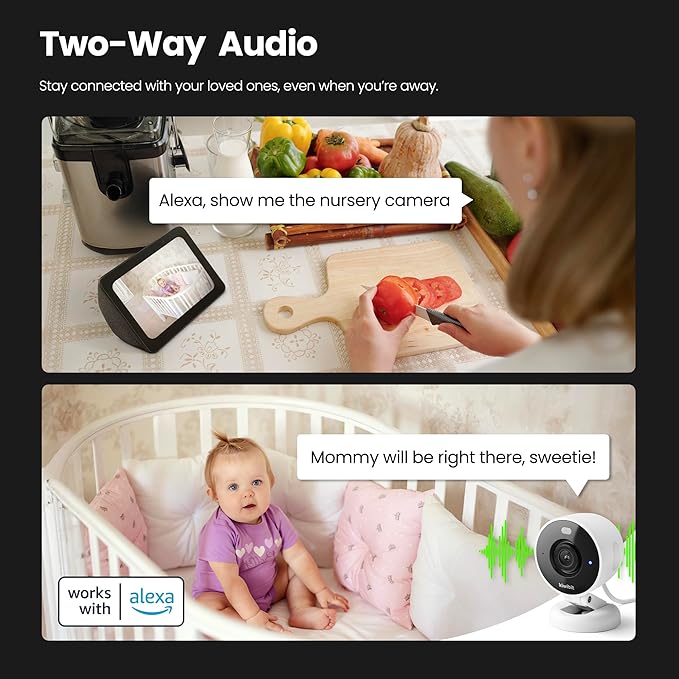 2K Security Camera Indoor/Outdoor, Magnetic Wired Cameras for Home Security, Pet Camera, Baby Monitor, AI Detection, Color Night Vision, 2.4GHz WiFi, SD & Cloud Storage, Works with Alexa