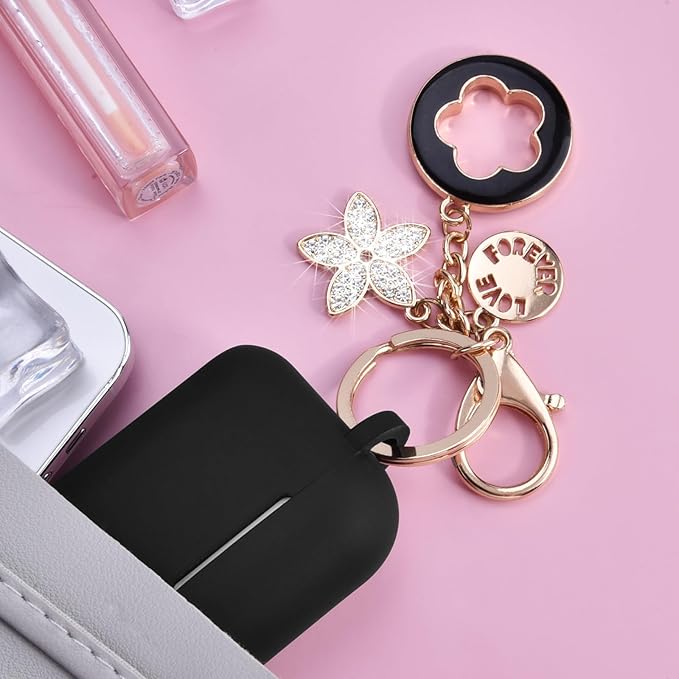 VISOOM for AirPods Pro 3 Case 2025, Silicone Case for Apple Air Pods Pro 3rd Generation Cover, Cute iPods 3 Protective Cover with Bling Keychain & Cleaning Kit,Black