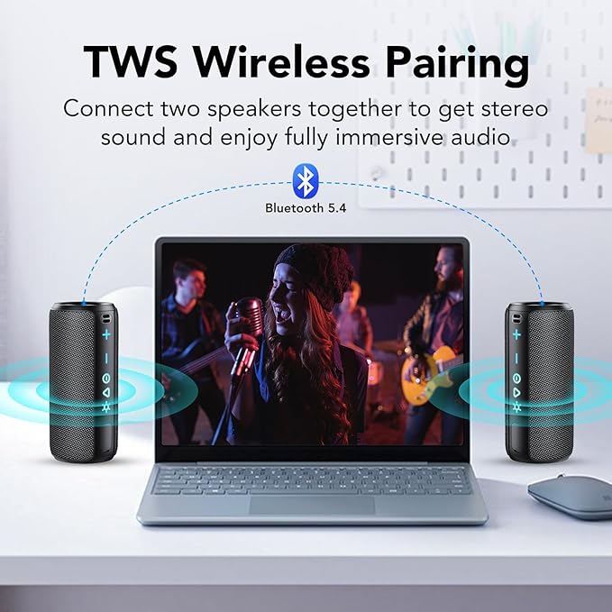TIMU Portable Speaker Bluetooth 5.4, 25W Super Loud Wireless Speaker: Boost Bass 3.0, 30H Playtime, 8 RGB Modes, IPX7 Waterproof, TWS Pairing, for Outdoor/Home/Party, Gift Ideas
