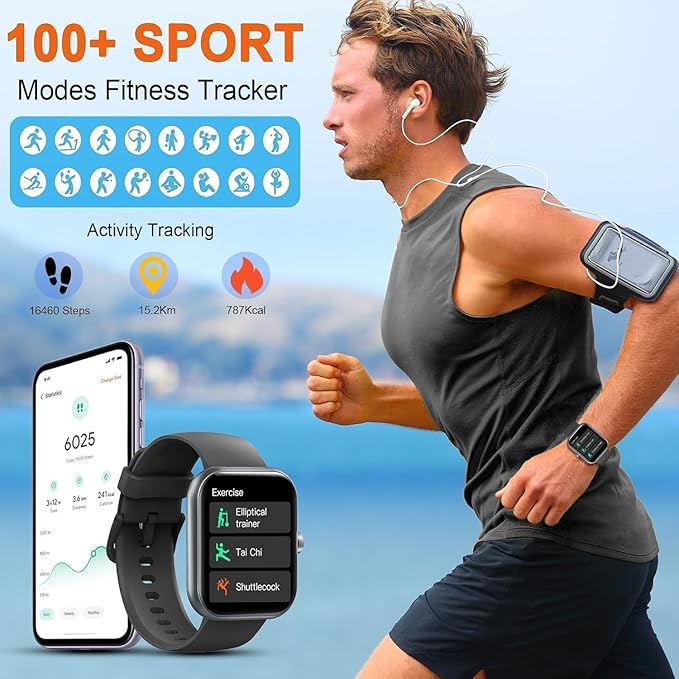 Smart Watch for Men Women(Answer/Make Calls), 2026 New 1.85" HD Smartwatch, Fitness Tracker with 110+ Sport Modes, IP68 Waterproof, Heart Rate/Sleep/Step Monitor, Activity Tracker for Android iOS
