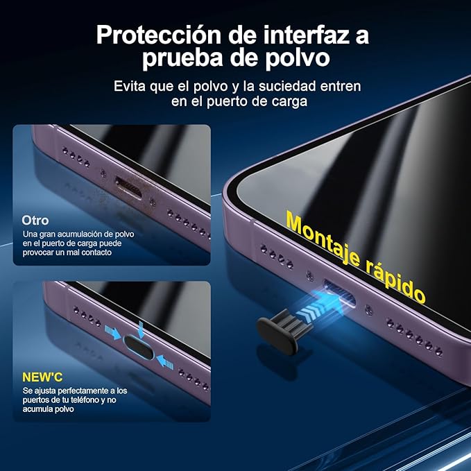 NEW'C 3x Privacy for iPhone 14 Pro Screen Protector (6.1 inches)+ 3x Camera Lens Protector, Sensor Protection,Case Friendly Tempered Glass Film + Dust Plug - Enhanced Privacy Angle of 28 Degrees