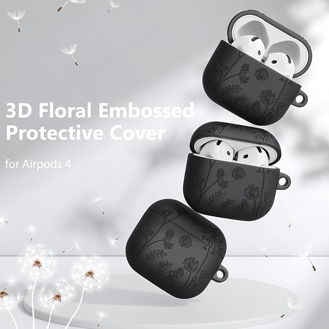 Floral Case for Apple Airpods iPods 4 Case Cover Women-VISOOM 2025 3D Silicone Airpod iPod 4th Generation Protective Cases Cute with Keychain for AirPod Earbuds 4th Gen Wireless Charging Cases
