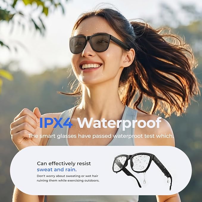 AI Smart Bluetooth Translation Glasses,Smart Glasses with 140+ Languages Online Translation and Color-Change Lens,Built-in Mic & Speakers,Anti-Blue Light Lens with Listening Voice Control