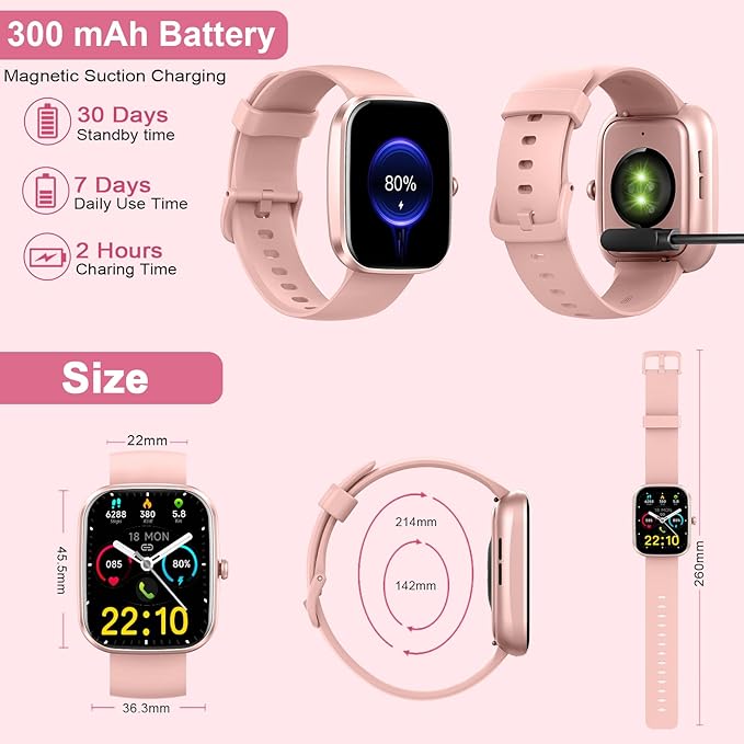 Kuizil Smart Watch, 1.91" Smartwatch for Men Women (Answer/Make Call), Fitness Tracker with 100+ Sport Modes, IP68 Waterproof, Heart Rate/Sleep Monitor, Pedometer, Activity Tracker for Android iOS