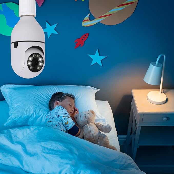Secure Lite Cam Light Bulb Security Camera Outdoor/Indoor | Office, Garage, Home Security Wireless Camera 2.4GHz | 360° Panoramic View, Day and Night, Notifications, Two-Way Audio, Motion Tracking…