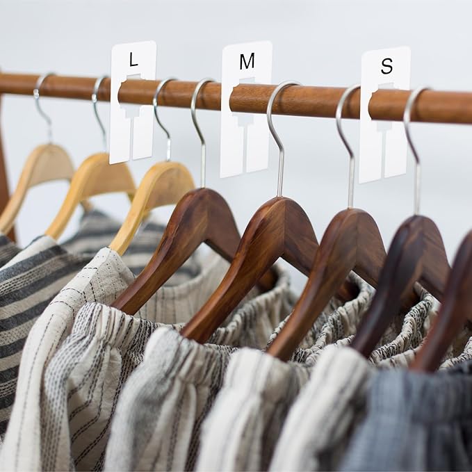 8 Pcs Closet Rack Dividers White Rectangular Closet Dividers for Hanging Plastic Clothing Hanger Divider Rack Size Divider Reusable Closets Separators Labels Preprinted in 8 Sizes