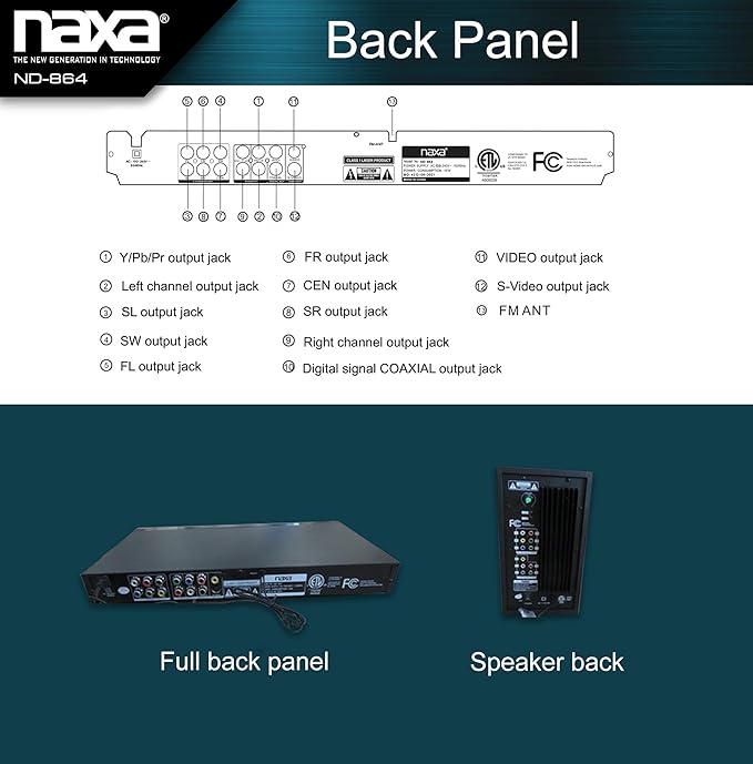 Naxa Electronics ND-864 5.1 Channel High-Powered Home Theater DVD & Karaoke Speaker System