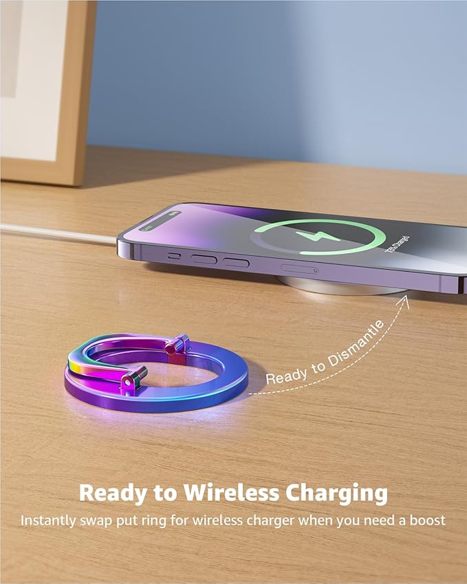 SUPERONE for MagSafe Phone Grip, Stylish Cool Magnetic Ring Holder with Adjustable Stand, Removable MagSafe Accessories Only for iPhone 12/13/14/15/16/17 Series & Fits Magnetic Case - Colorful