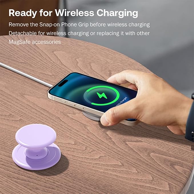 for Magsafe Ring Grip, Magnetic Phone Grip Holder, Magnetic Collapsible Expandible Mobile Phone Grip Stand Holder for iPhone 17 16 15 14 13 12 Series, Pink