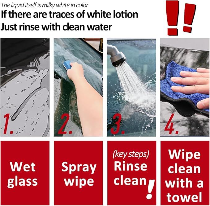 Windshield Oil Film Remover Spray, Anti-Fog & Hydrophobic Rain Repellent, Effortlessly Removes Stubborn Grease, Water Spots, Road Grime, for Car Glass Interior and Exterior