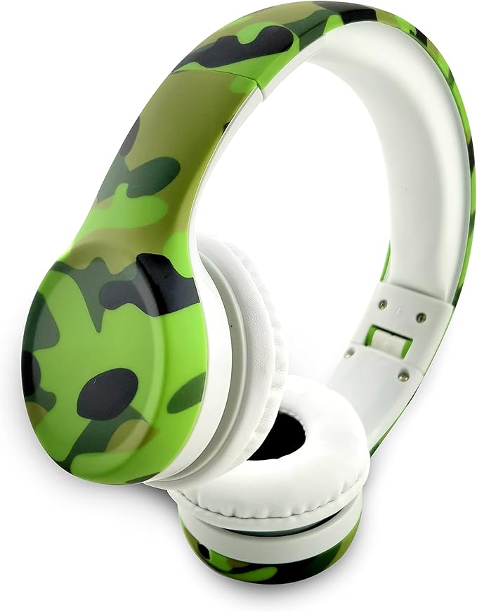 Kids Headphones with Cord, Toddler Headphones with Sharing Function, 85dB/93dB Safe Volume Limit, for Toddler Children Baby Boys Girls On-line Study, School, Travel use (camo Green)