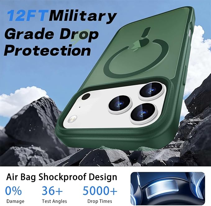 Magnetic for iPhone 17 Pro Max Case with Detachable Wallet, Compatible with MagSafe, Credit Card Holder with Slim Shockproof Protective Phone Cover, Green