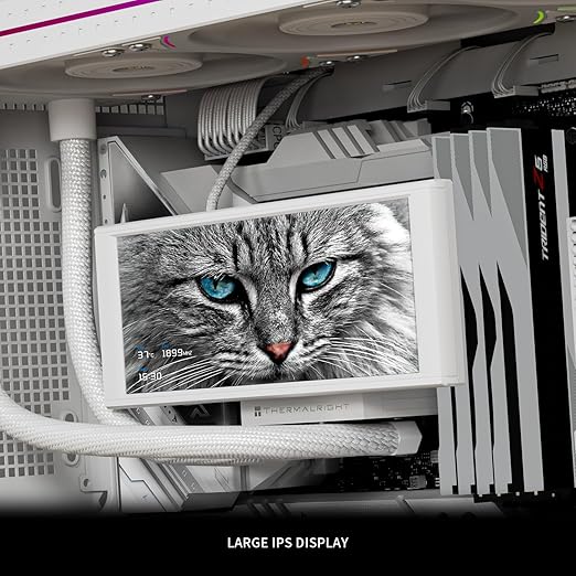 Thermalright Trofeo Vision 360 ARGB White CPU AIO Cooler,6.86-inch LCD Long Screen High-Performance 360mm Water-Cooled Radiator, IPS LCD Screen with 1280x480 Resolution,for AM4/AM5,Intel LGA1851/1700