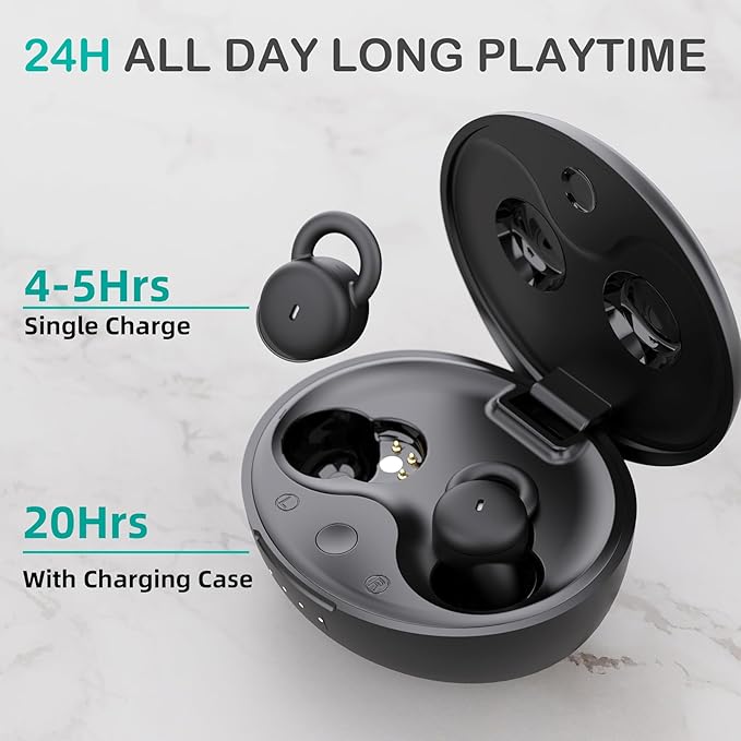 Smallest Invisible Sleep Earbuds Comfortable Noise Blocking Wireless Headphones for Sleeping Bluetooth Flat Ear Buds for Side Sleepers,Tiny Hidden Buds for Work Sports (Black)
