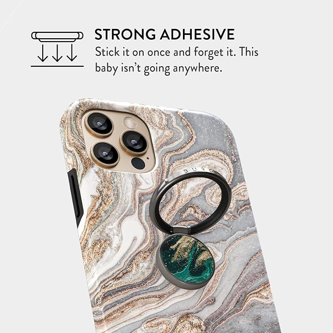BURGA Cell Phone Ring, Holder Grip and Stand - Finger Phone Grip for Back of Smartphone Case, Kickstand 360 Rotation, Universal Ring for iPhone Samsung Galaxy Huawei Google Pixel, Stylish Accessories