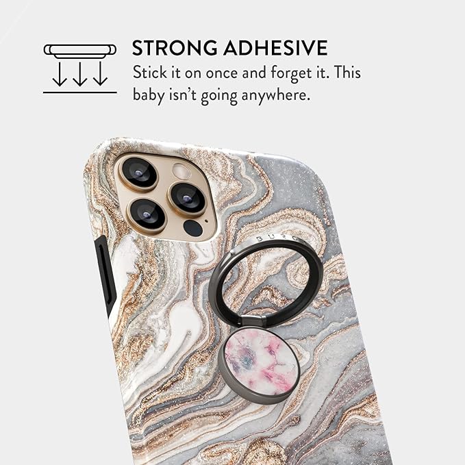 BURGA Cell Phone Ring, Holder Grip and Stand - Finger Phone Grip for Back of Smartphone Case, Kickstand 360 Rotation, Universal Ring for iPhone Samsung Galaxy Huawei Google Pixel, Stylish Accessories