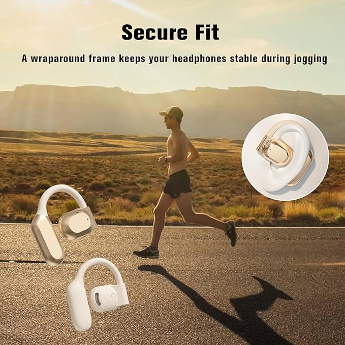 Open Ear Out of Ear Headphones Outside Ear Wireless Earless Headphones Bluetooth Bone Air Conduction Earbuds Open Ear Hanging Bluetooth Headset Over The Ear Open Ear Buds Black