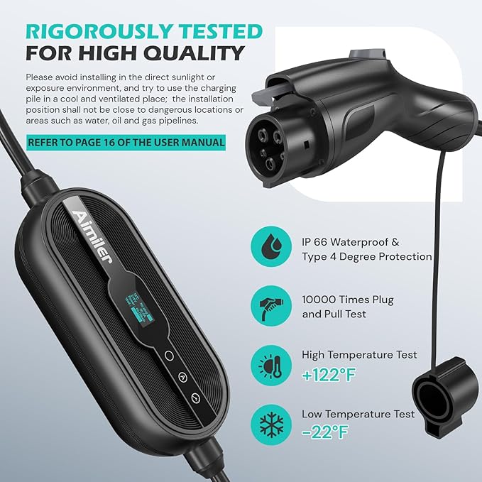 Level 2 Electric Vehicle (EV) Charger(WIFI APP/Plug-play), 32A, 25ft Cable ETL Certified, 220V-240V NEMA 14-50P Plug EVSE w/ J1772 Connector, Portable EV Car Charging Stations for Home Level 2