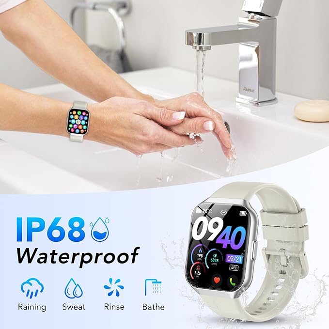 Smart Watch, 1.96" TFT-LCD Smartwatch for Men Women IP68 Waterproof, 110+Sport Modes, Fitness Activity Tracker, Heart Rate Monitor Sleep Step Counter for Android iPhone, Starlight Gray