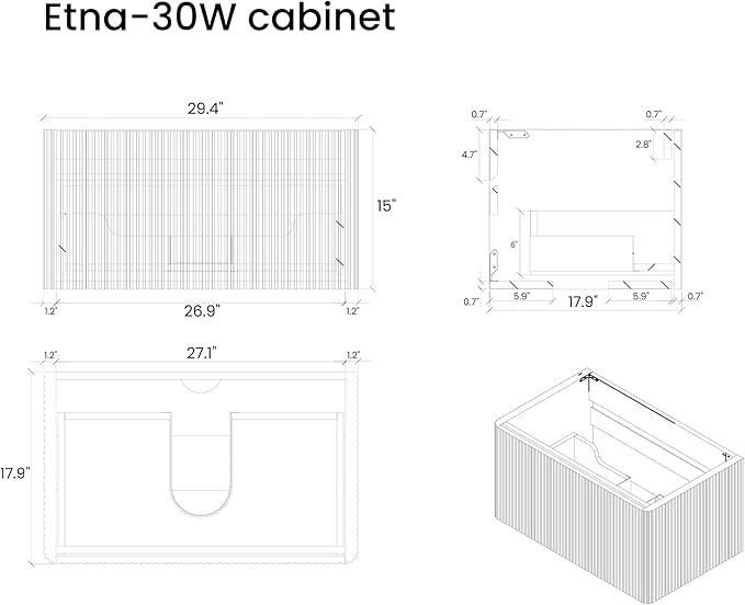 Bathroom Vanity with Sink,Large Storage Wall Mounted Floating Bathroom Vanity with Overflow for Modern Bathroom, One-Piece Sink Basin Minimalist Bathroom Sink Cabinet